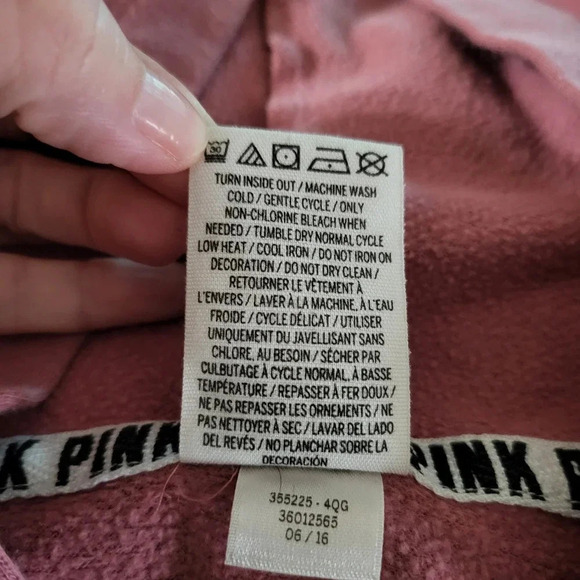 Victoria's Secret Pink Colorblock Perfect Hoodie Small Full Zip Soft Begonia - Picture 7 of 8